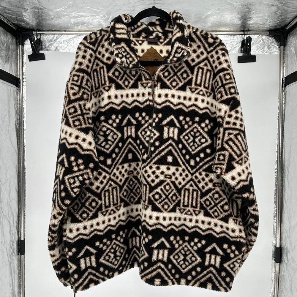 Tsunami Sherpa Fleece Quarter Pullover Sweater Aztec Geometric Southwestern XL
